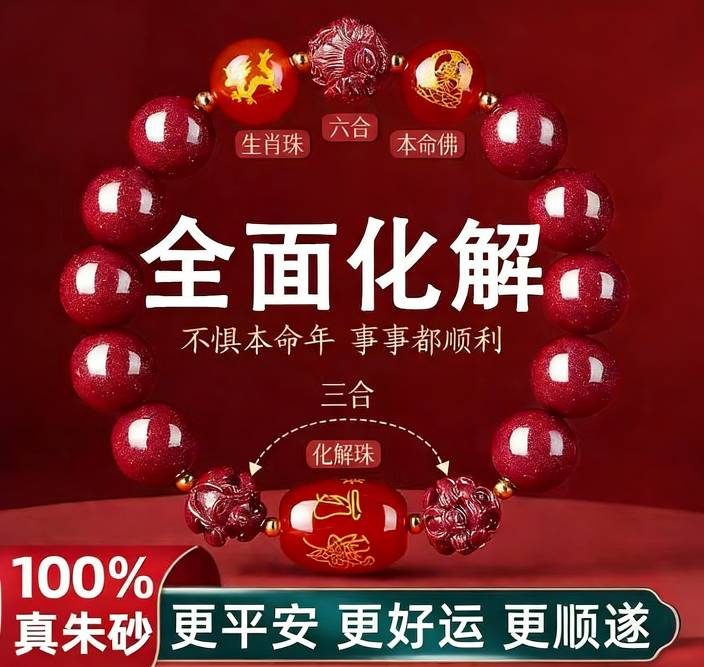 《青城・招財手串》硃砂手串三合六合十二生肖